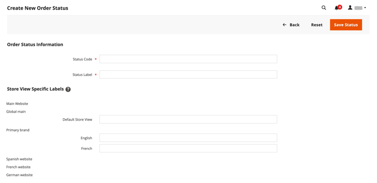 Create New Order Status