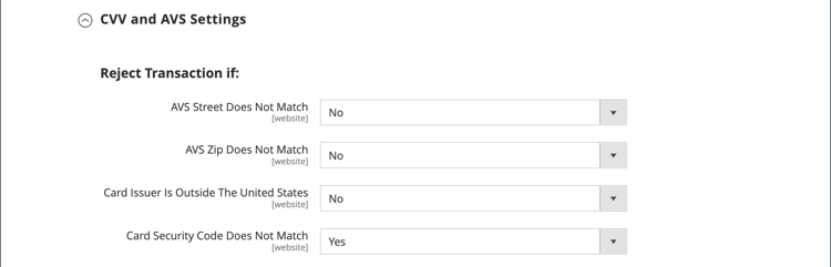 PayPal Payments Pro Required Settings- CVV and AVS